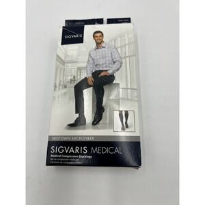SIGVARIS Men's black  (New Open Box)Calf High‎ Compression Socks 15-20mmHg Sz SS